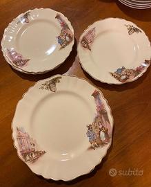Set 6 piattini e 1 piatto decorati