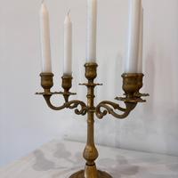 Candelabro a 5 fiamme in ottone stile Luigi XIV