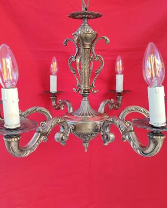 Lampadario vintage anni 60 ottone 6 bracci funz.