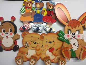 Bartolucci set decorazioni e orologio in legno Mad