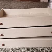 3 CASSETTI LEGNO BIANCO ARMADIO CON POMELLI