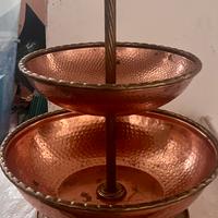 Porta frutta in rame e manico in ottone vintage