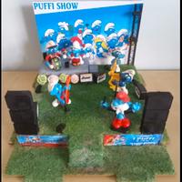 Diorama Artigianale + 5 Puffi Palco show Musica 