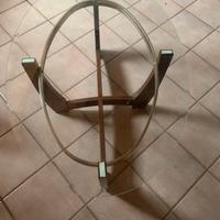 Tavolino da salotto gambe in legno e piano in vetr