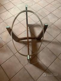 Tavolino da salotto gambe in legno e piano in vetr