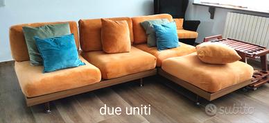 Divano coppia, unibile e modulabile come chaise e