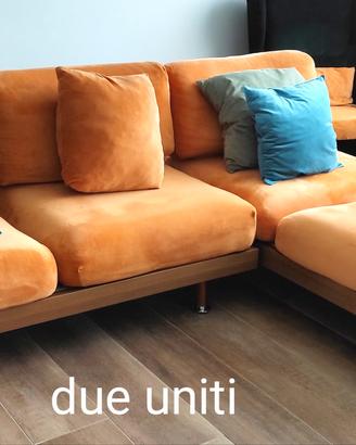 Divano coppia, unibile e modulabile come chaise e