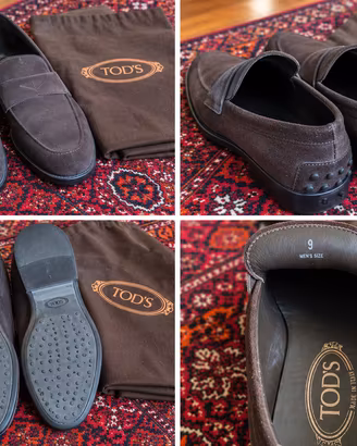 TOD'S mocassini uomo in camoscio marrone