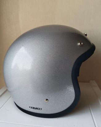 Casco DMD Jet glitter argento L + bolla rainbow