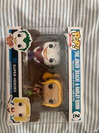 Funko pop di Harley Quinn e Joker in costume 