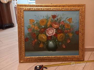 quadro con fiori olio su tela dipinto 