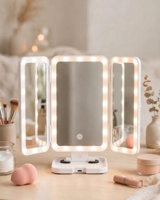 specchio trucco triptico  con led