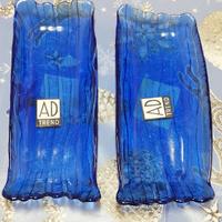 piattini decorativi in vetro blu 2 pezzi