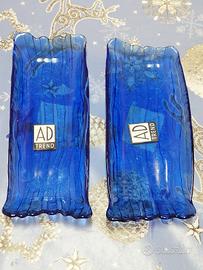 piattini decorativi in vetro blu 2 pezzi