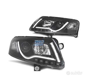 FARI AUDI A6 C6 04-08 LUCE DIURNA DRL LED NERO