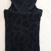 Maglia donna, manica corta, dolcevita, nera 