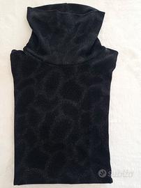 Maglia donna, manica corta, dolcevita, nera 