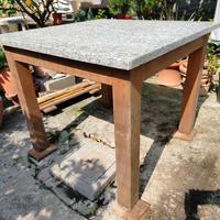 Tavolo legno piano granito quadrato grigio lastra