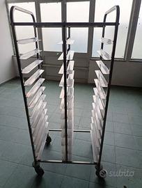 carrello portateglie inox 15 teglie 60x40 con ruot