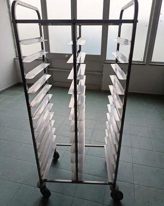 carrello portateglie inox 15 teglie 60x40 con ruot