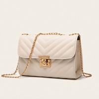 Borsa a Tracolla Trapuntata Crema/Bianca catena