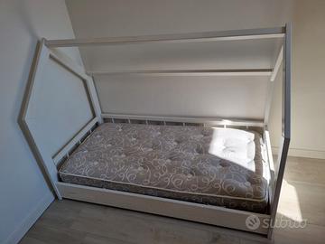 letto in legno casetta scandinavo nordico 160x80