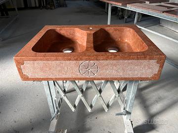 Lavabo da cucina in marmo Rosso Asiago