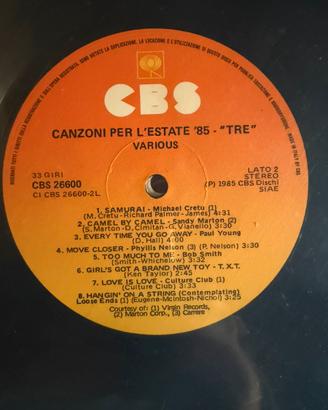 Vinile Canzoni Per L’Estate 85 CBS
