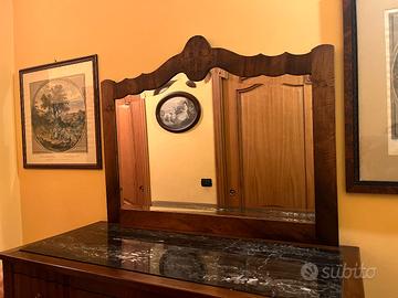 Comò con specchio integrato e marmo Emperador Dark