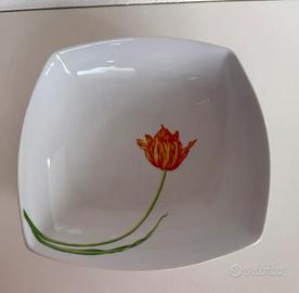 Grande Ciotola/Insalatiera Quadrata in Porcellana