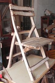 Sedia pieghevole rupestre, rustica in pino