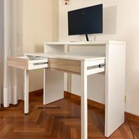 Scrivania consolle bianca ripiano estraibile