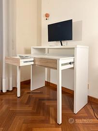 Scrivania consolle bianca ripiano estraibile