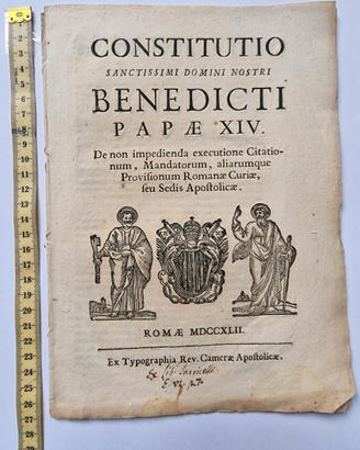 Costituzione pontificia originale del 1742