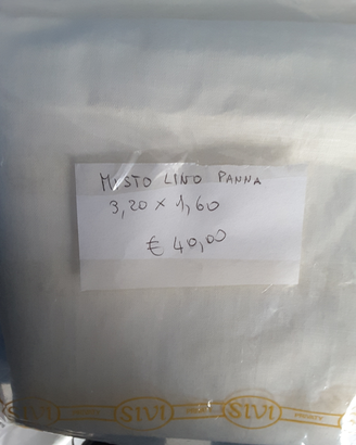 Scampolo/tessuto in misto lino colore panna