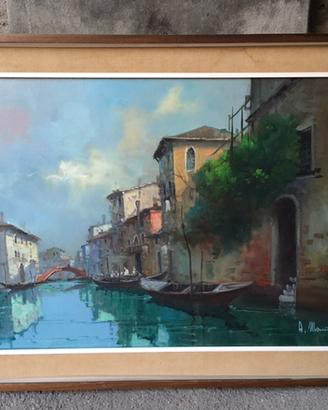 Quadro laguna veneziana con barche