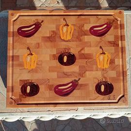 Tagliere da chef per cucina in legno intarsiato