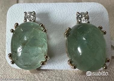 ORECCHINI ORO GIALLO 18kt. DIAMANTI E SMERALDI