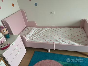 Letto allungabile da bambina col.rosa 80X200