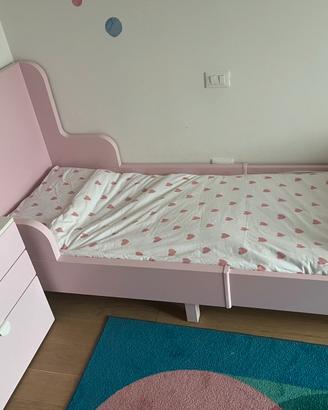 Letto allungabile da bambina col.rosa 80X200
