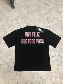 T-shirt Oversize Vive Feliz Tg L Made in Italy