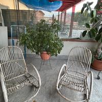 Coppia di sedie a dondolo vimini