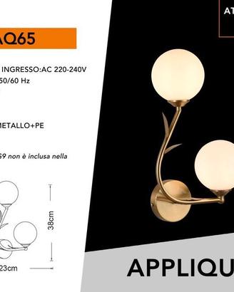 APPLIQUE MODERNA AQ65 IN METALLO - DESIGN FLOREALE