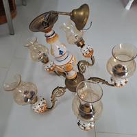 Coppia lampadari vintage in vetro e ottone – stile