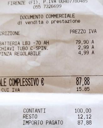 Batteria 70 Ah nuova