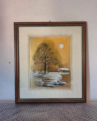 Quadro paesaggio invernale con cornice