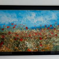 CAMPO DI PAPAVERI - DIPINTO SU TELA 83 X 133