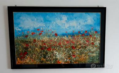 CAMPO DI PAPAVERI - DIPINTO SU TELA 83 X 133