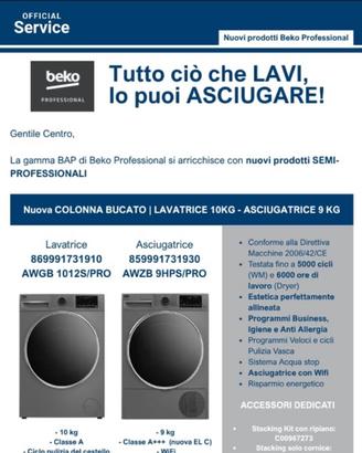 Lavatrice e asciugatrice BEKO  semi professionale