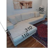 DIVANO IN PELLE GRANDE A elle L BEIGE BIANCO